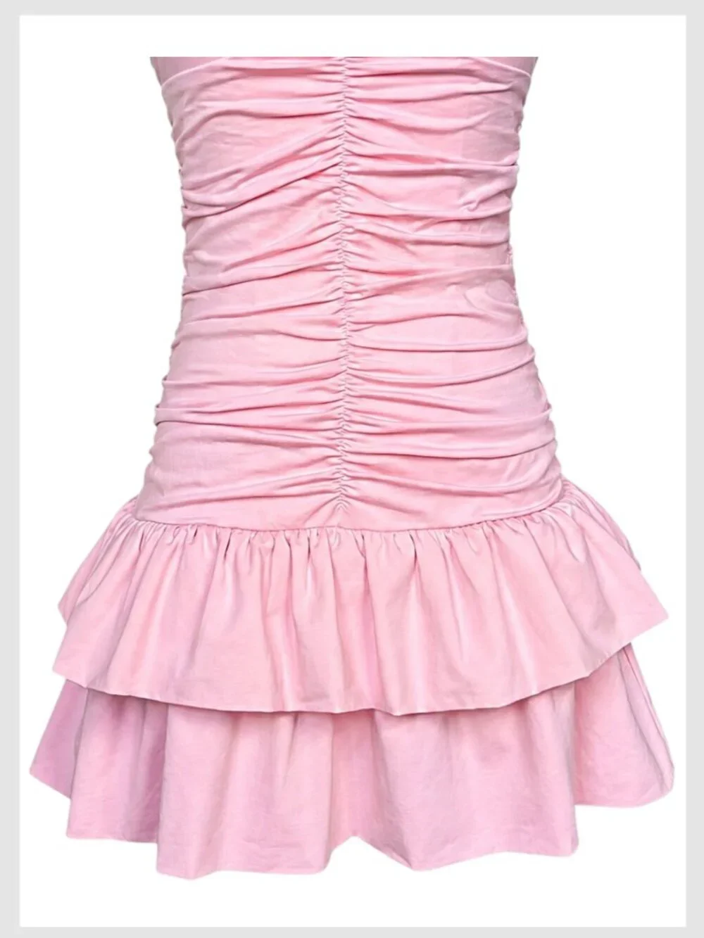 Edikted Carinne Ruched Bodycon Mini Dress Pink S